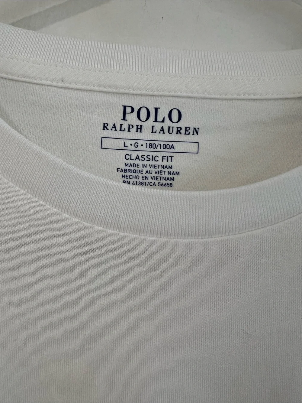 Polo by Ralph Lauren White Crew Neck T-Shirt with Navy Pony L